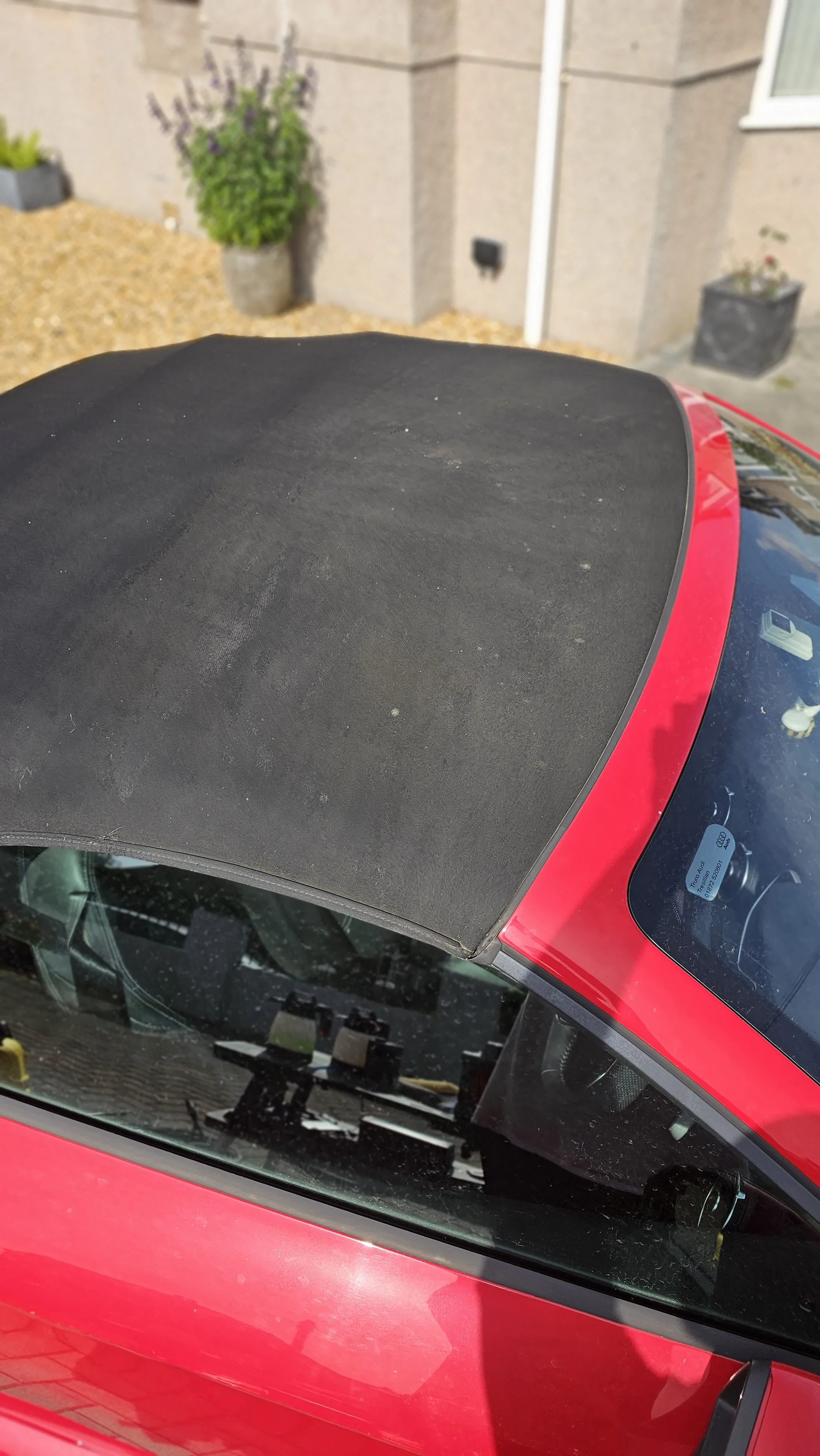 Soft top cleaning before in Plymouth